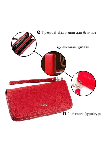 Кошелек женский с зернистой экокожей 19042 Красный KIVI (341253114)