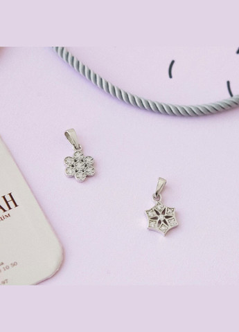 Підвіс срібний маленький сніжинка з білими фіанітами No Brand (333705216)