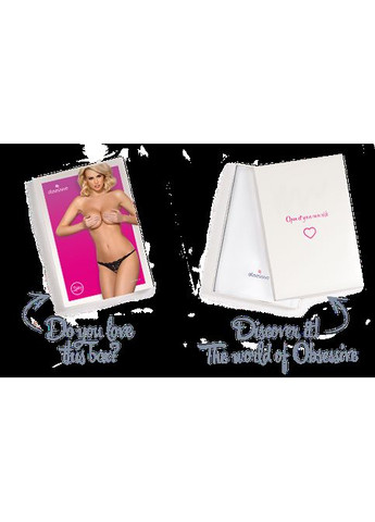 Мереживні танги з двома отворами 831-THC-1 crotchless thong чорні CherryLove Obsessive (282966019)