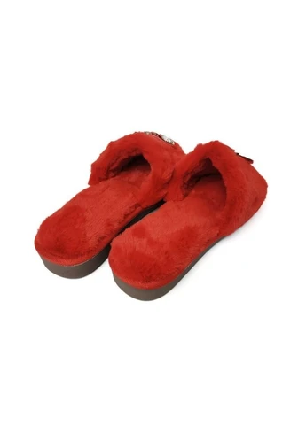 Красные домашние тапочки женские корифей лебеди красный w-23 No Brand