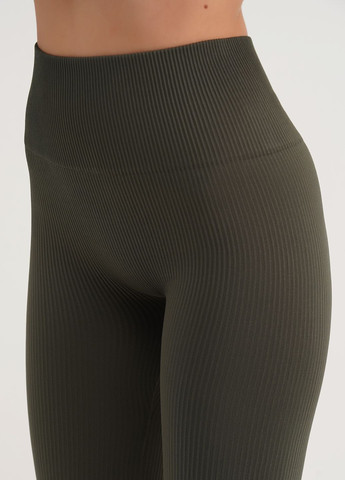 Хаки демисезонные леггинсы в рубчик с моделирующим швом сзади leggings rib (khaki-s/m) Giulia