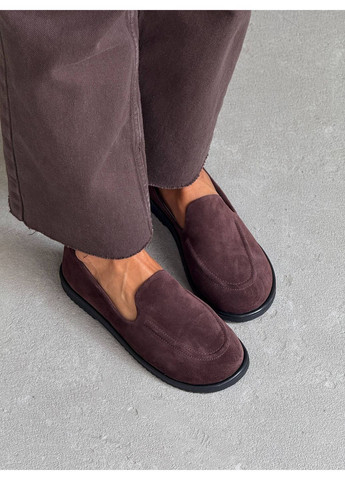 Жіночі лофери анатомічні nikart з натуральної замші – шоколад | коричневі (355796217)