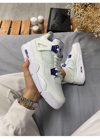 Білі Осінні кросівки чоловічі nike air jordan 4 retro metallic purple найк аір джордан No Brand