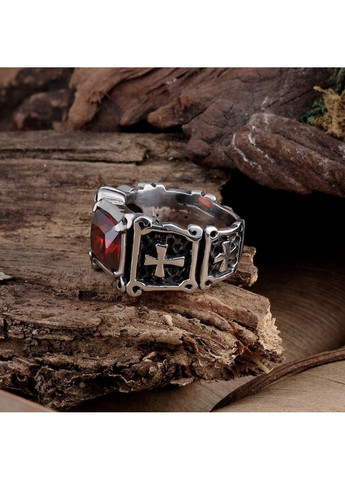 Готична чоловіча печатка з червоним каменем із медичної сталі RM-004 No Brand (300583931)