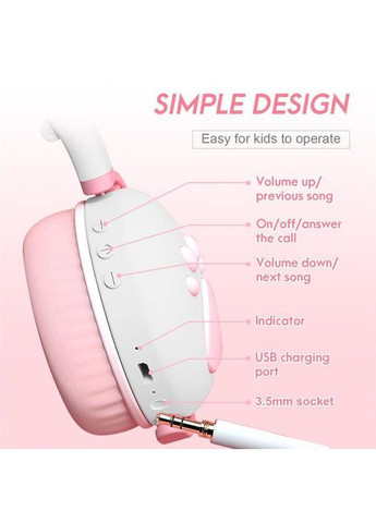 Детские беспроводные стереонаушники "CAT" BK1 с кошачьими ушками и LED-подсветкой Белая-пудра Atd (366817466)