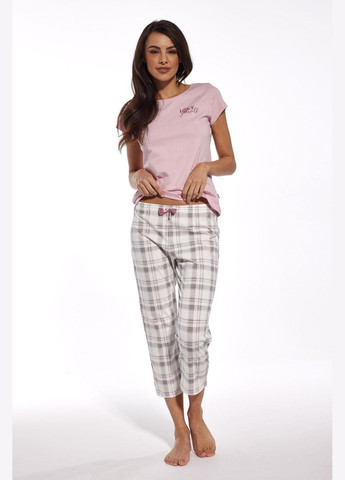 Розовая всесезон пижама-тройка женская 466-284 a24 футболка + шорты + брюки Cornette Sugar