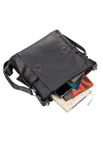 Мужская сумка через плечо из натуральной винтажной кожи для документов черная (sku_11096) No Brand (328922319)