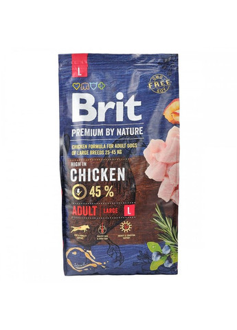 Корм сухий Dog Adult L для дорослих собак великих порід вагою 25-45 кг з куркою 8 кг Brit Premium (362703080)