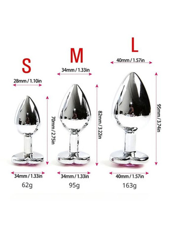 Анальна пробка серце, металева пробка з каменем, плаг, втулка, інтимні іграшки. Розмір M No Brand (316663119)