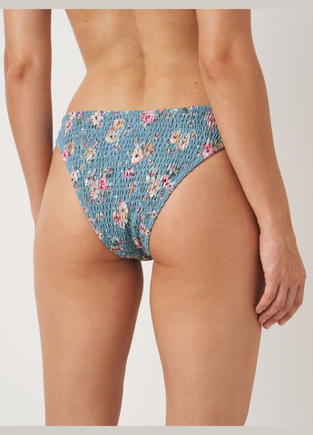 Голубой купальные трусики-плавки в цветочный принт однотонные Oysho