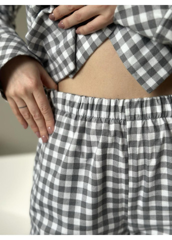 Сіра всесезон піжама жіноча домашня " harmony", сіро-біла клітинка Vakko