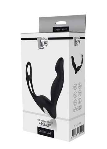 Масажер простати з вібрацією Dream Toys Cheeky Love P-Pleaser з кільцем для пеніса та яєчок, чорний Dreamtoys (347290312)