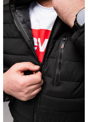 Чорна демісезонна куртка чоловіча утеплена стьобана батал No Brand