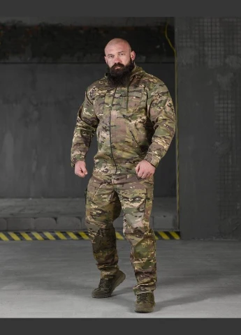 Тактичний костюм Defender Мультикам з футболкою, саржа, капюшон, пояс на резинці, манжети на хлястиках No Brand (340560388)