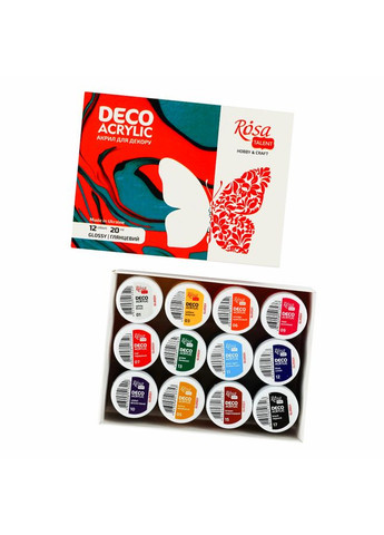 Набір акрилових фарб для декору глянцевий 12×20мл Rosa Talent (362660444)