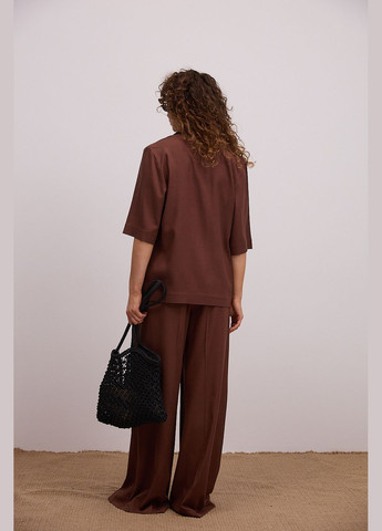 Літній лляний жакет з короткими рукавами шоколадний Arjen (340917427)