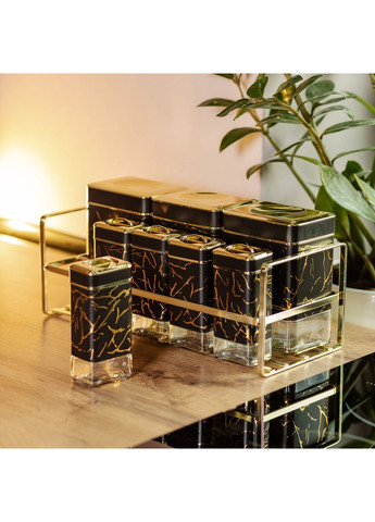 Набор для специй на подставке с крышками 8 штук Черный Yiwu (360456798)