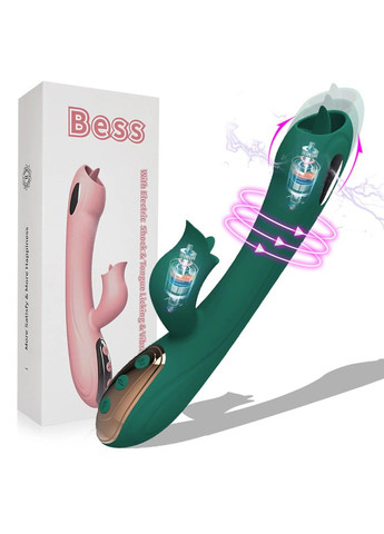 Вібратор з електростимуляцією та язичком (зелений, USB) YEAIN (284278457)