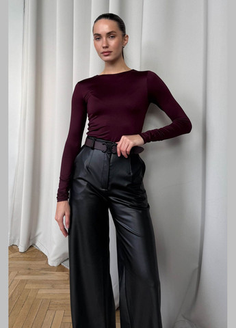 Брюки-палаццо черного цвета из эко-кожи Jadone Fashion (308284266)