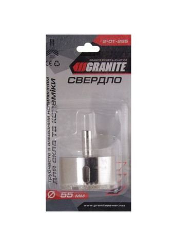 Сверло трубчатое GM с алмазным напылением для стекла и плитки 55 мм (2-01-255) Granite (317196049)