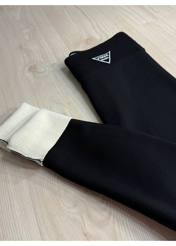 Лосини жіночі 5247 рубчик широкий пояс утеплені на хутрі чорні Ластівка (372750134)