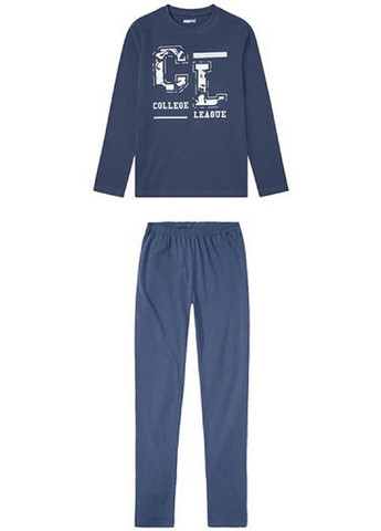 Синяя всесезон хлопковая пижама (лонгслив, брюки) лонгслив + брюки Pepperts