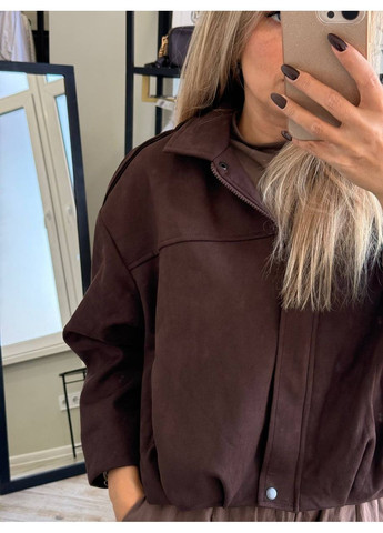 Жіноча куртка-бомбер зі штучної замші на підкладці на блискавці (362588292)