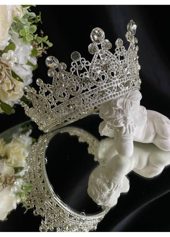 Корона з бурштиновим камінням Золото 12.5х5.5 см Яскрава металева корона на торт Тіара для випускниць No Brand (369162783)