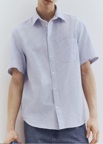 Голубой кэжуал рубашка в полоску H&M