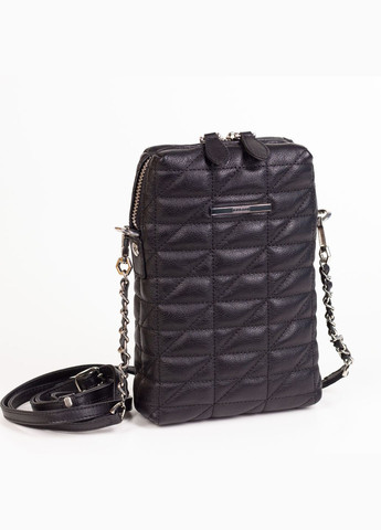 Жіноча маленька шкіряна сумка крос-боді 2310-45 стьогана чорна Karya (261481988)