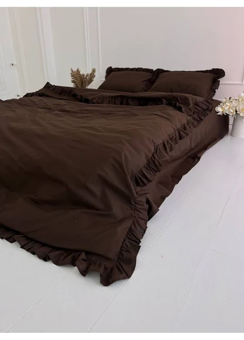 Пододеяльник с рюшами евро 200х220 Бязь Gold Luxe на молнии No Brand (402642069)