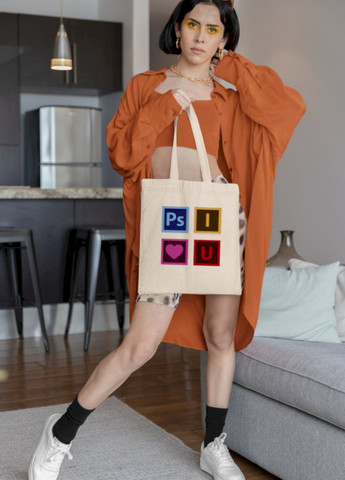 Еко-сумка шопер Ctrl+ натуральний "Ps I Love U" Ctrl+ (303772989)