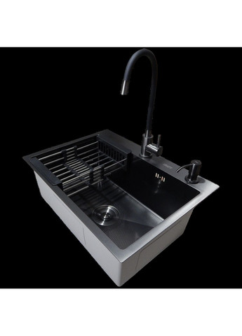 Комплект кухонной мойки NANO BLACK PVD HS60*45 (3.0/1.0 мм) декор Kraft (365264921)