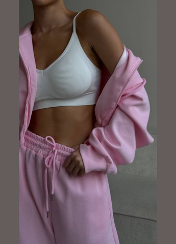 Утеплений теплий костюм-двійка кольору барбі з тринитки на флісі, універсальний розмір, комфорт та стиль для холодного сезону No Brand 2351\1 (314701210)