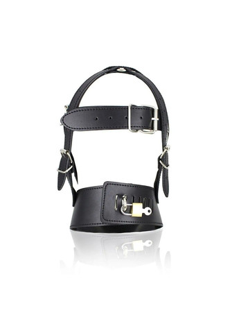 Шолом-маска з блискавкою та замком для БДСМ-ігор чорна штучна шкіра We Love (363188335)