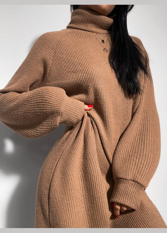 Темно-бежевое повседневный, кэжуал, джинсовое платье женское No Brand однотонное