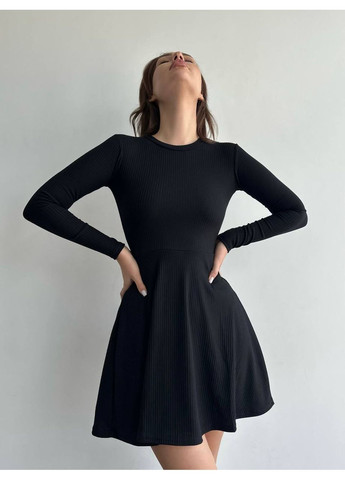 Черное вечернее платье «колокольчик» из рубчика мустанг • нежное и женственное • замеры в описании GD/GL Модний простір однотонное