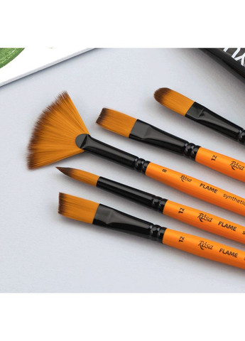 Кисть синтетика круглая FLAME 1368R №00 короткая ручка ROSA Роса (362586471)