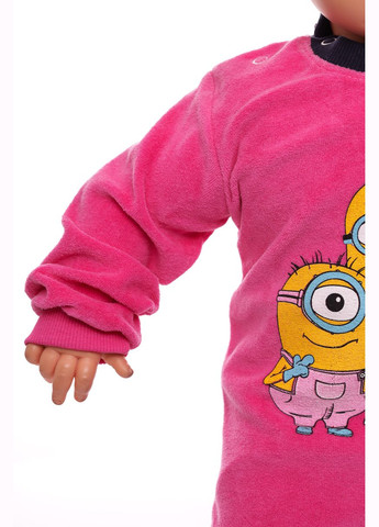 Розовый зимний костюм с длинным рукавом для девочки велюровый миньон розовый 74 см (26668) BABYKROHA