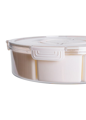 Контейнер для їжі з 9 відсіками пластиковий Ø29 см харчовий контейнер для зберігання їжі 3.5 л Бежевий HP-27-14 (A-034187) Yiwu (352769579)