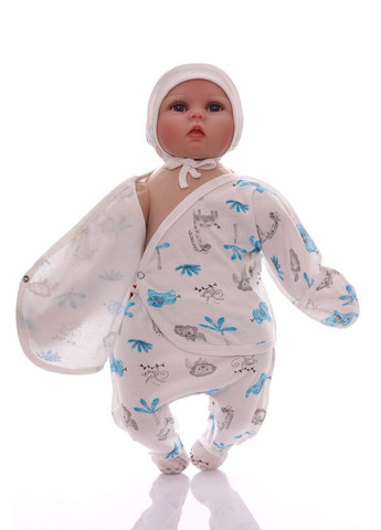 Білий демісезонний набір для новонародженого 3в1 інтерлок африка білий 62 см (53615) BABYKROHA