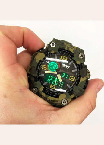 Часы наручные мужские SKMEI 1520CMGN CAMO GREEN, часы военные мужские, для военнослужащих. Цвет: камуфляж No Brand (385215531)