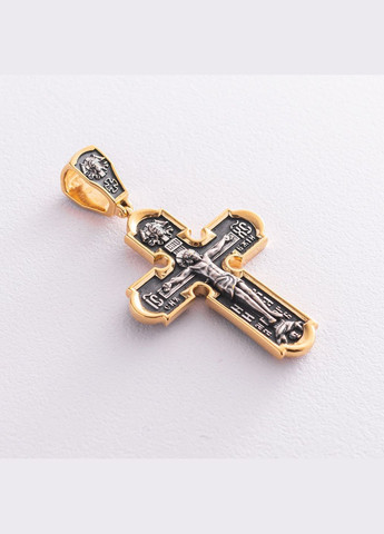 Православный серебряный крест Распятие Христово. Спас Нерукотворный. Икона Божией Матери знамение. Святитель Николай 133095 Oniks (264023955)