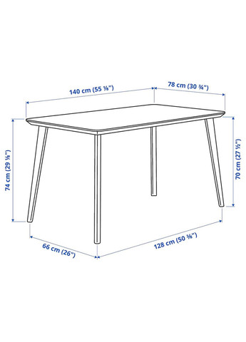 Стіл і 4 стільці ІКЕА LISABO / ODGER 140х78 см (s09259702) IKEA (278406703)