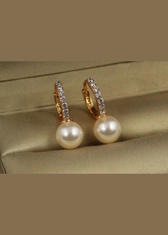 Серьги юность с жемчужиной 2 см золотистые Xuping Jewelry (316433477)