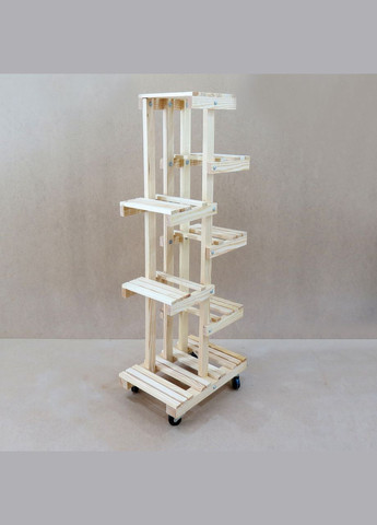 Подставка для цветов из дерева Порталегри 5 на колёсиках бланже (ЦВТ-516301) No Brand (328226493)