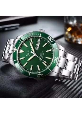 Мужские механические часы Carnival Diver 10 Bar 40 мм Сталь Серебристый Зеленый No Brand (401850537)