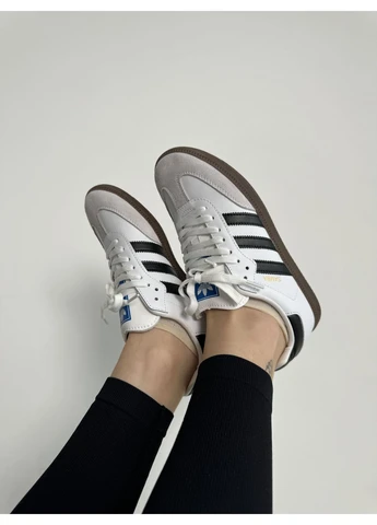 Білі кросівки чоловічі adidas samba og black/white адідас самба білі демісезон No Brand