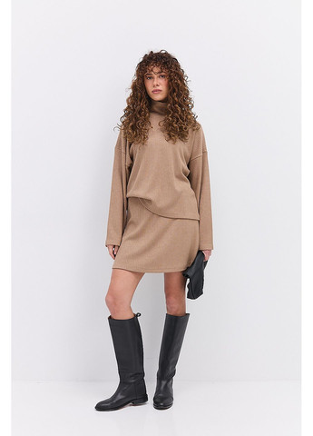 Жіночий трикотажний костюм з короткою спідницею коричневий Arjen (364967614)