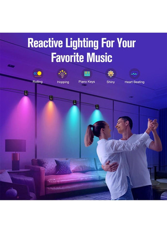 Настінна LED лампа RGB Intelligent wall lamp 6 pcs with Bluetooth European plug with app Epik (294207358)
